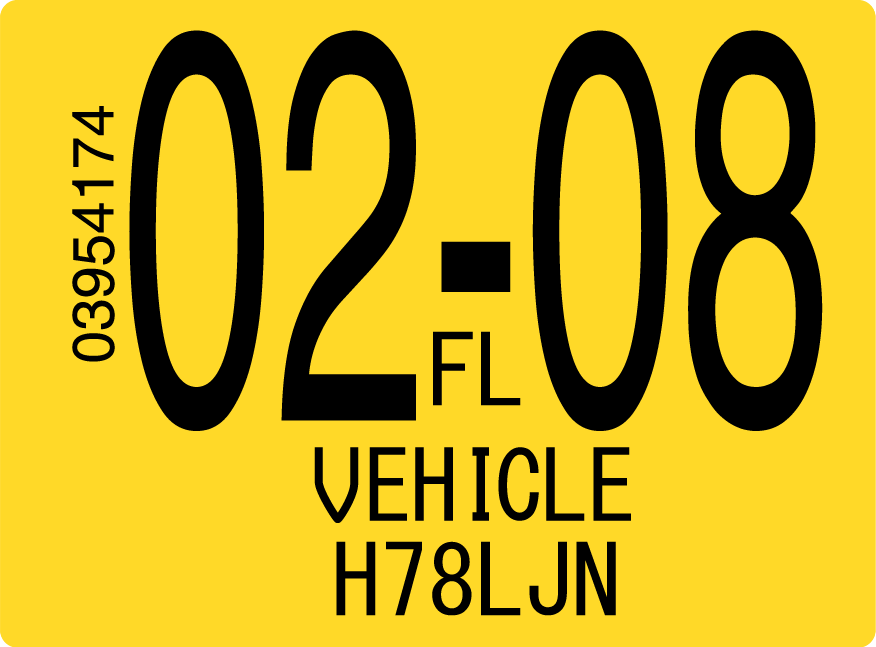 2008 February Sticker on Florida License Plate