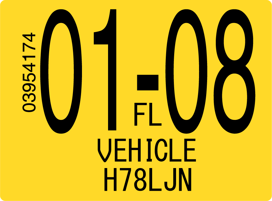 2008 January Sticker on Florida License Plate