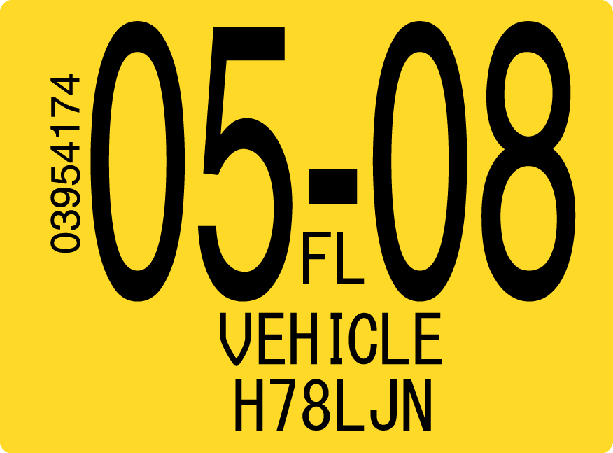 2008 May Sticker on Florida License Plate