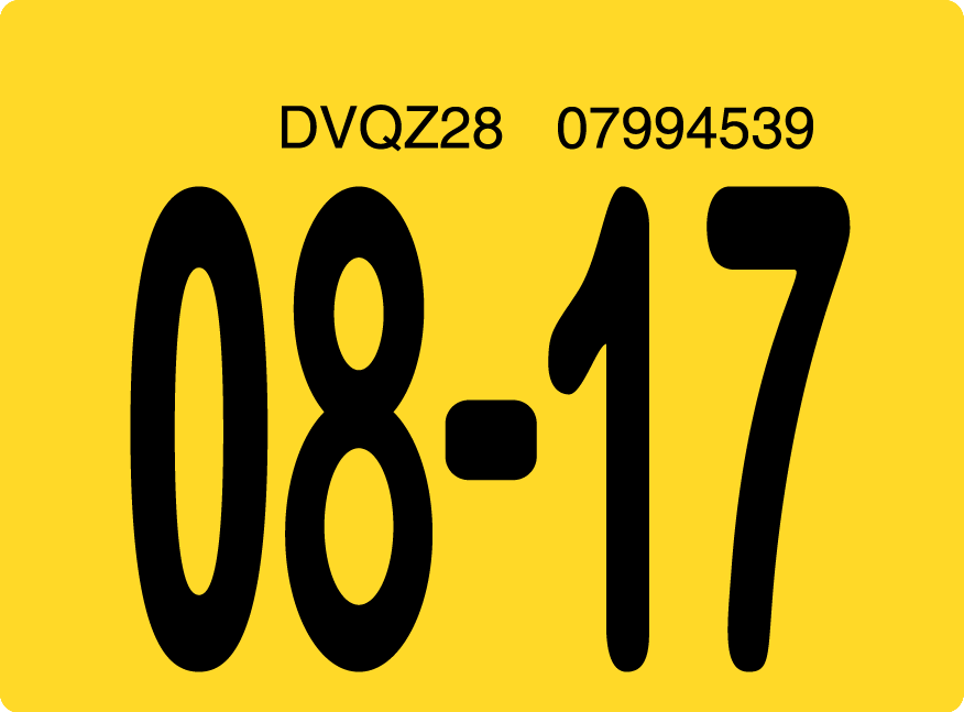 2017 August Sticker on Florida License Plate