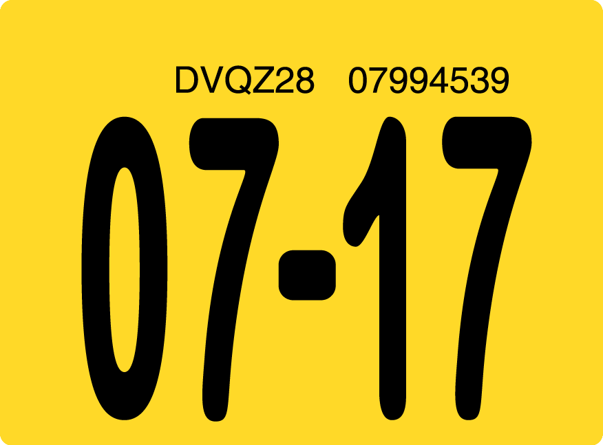 2017 July Sticker on Florida License Plate