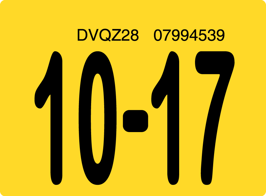 2017 October Sticker on Florida License Plate