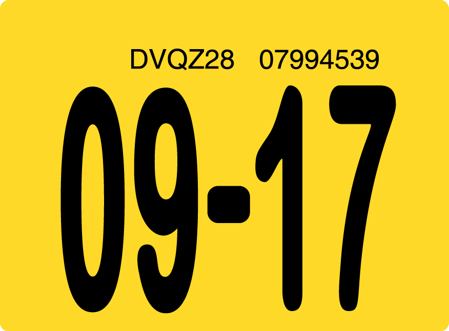 2017 September Sticker on Florida License Plate