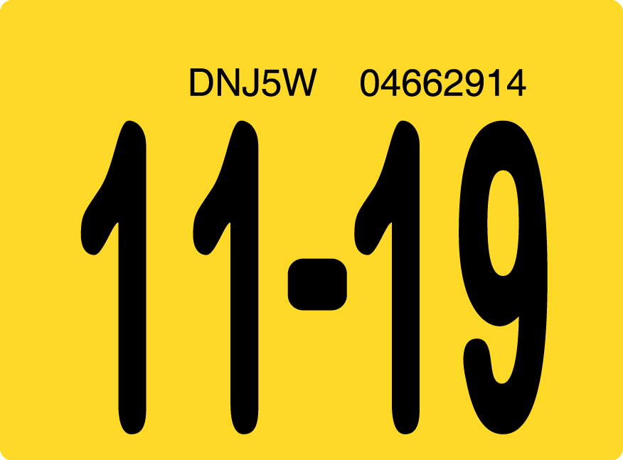 2019 November Sticker on Florida License Plate