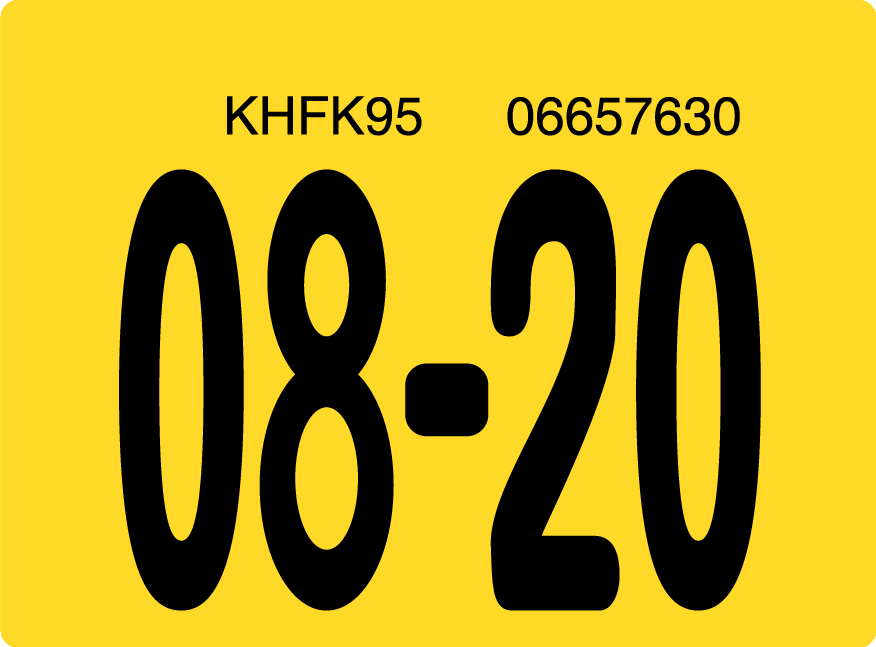 2020 August Sticker on Florida License Plate