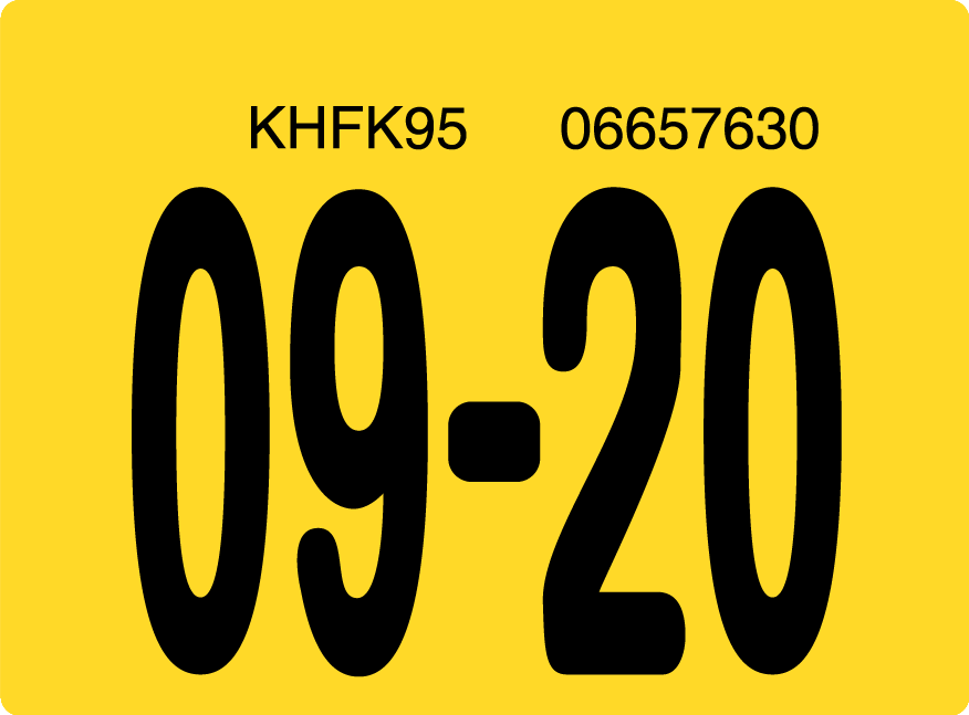 2020 September Sticker on Florida License Plate