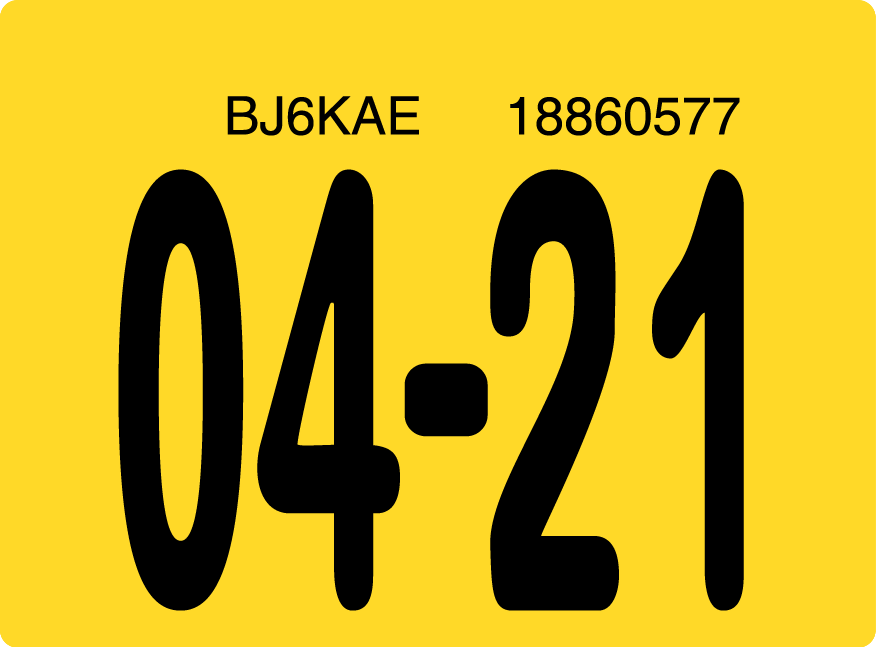 2021 April Sticker on Florida License Plate