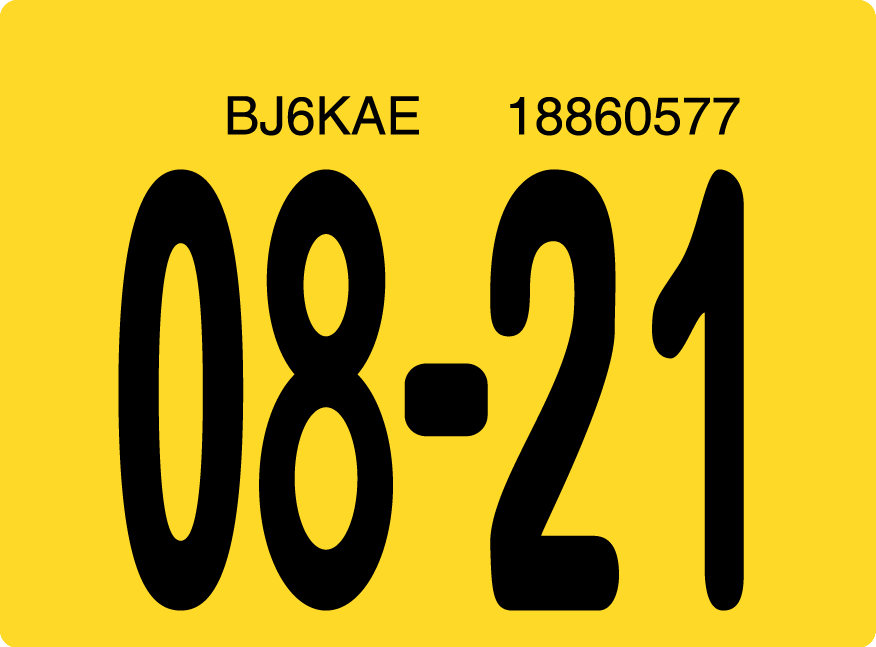 2021 August Sticker on Florida License Plate