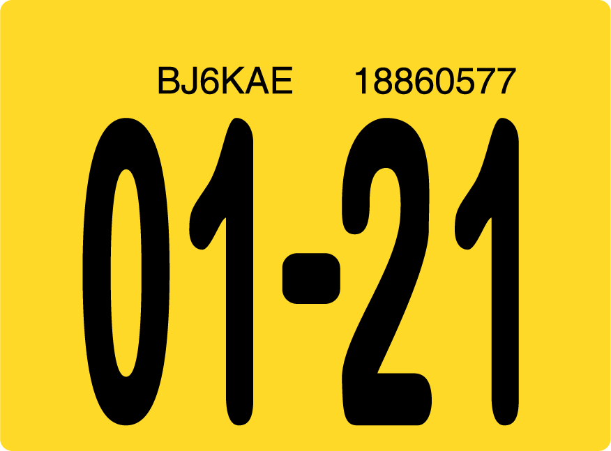 2021 January Sticker on Florida License Plate