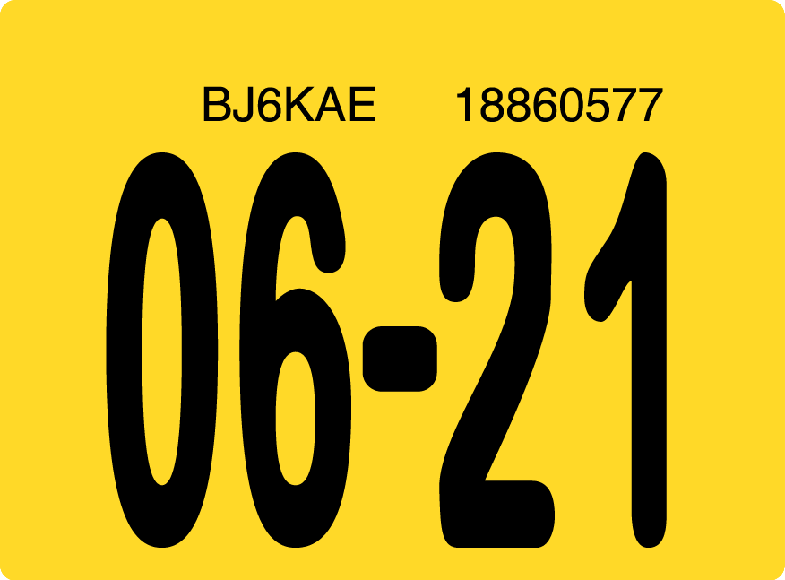 2021 June Sticker on Florida License Plate