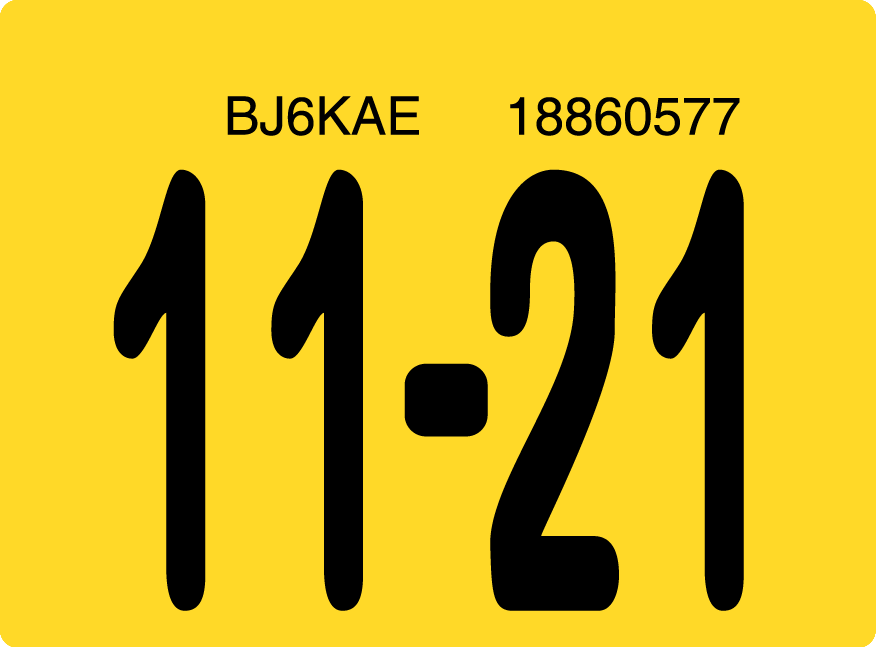 2021 November Sticker on Florida License Plate