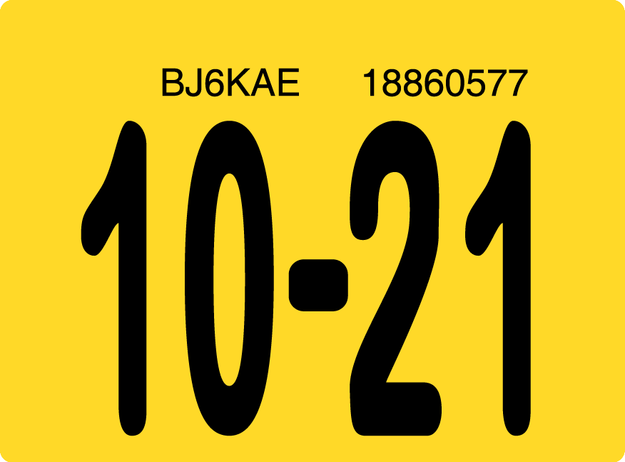 2021 October Sticker on Florida License Plate