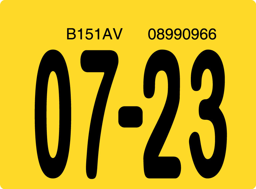 2023 July Sticker on Florida License Plate