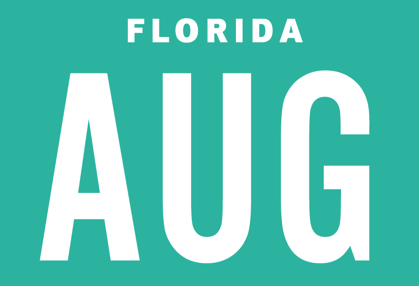 Month August Sticker on Florida License Plate