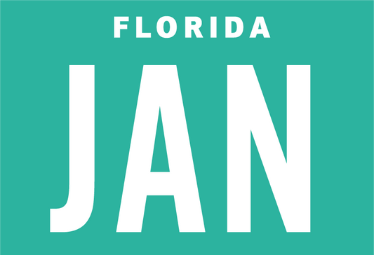 Month January Sticker on Florida License Plate