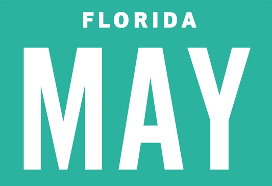 Month May Sticker on Florida License Plate