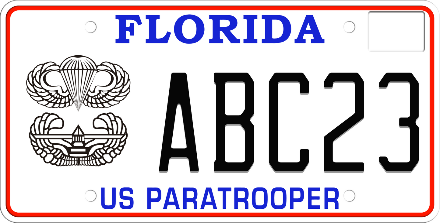 Florida License Plate - U.S. Paratrooper