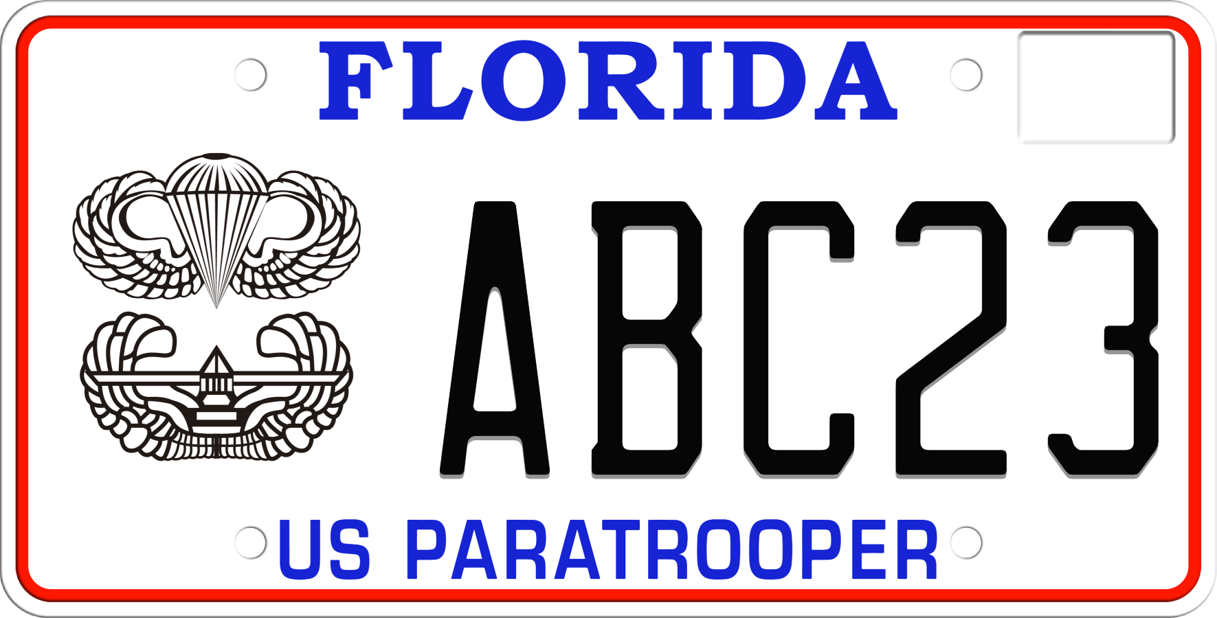 Florida License Plate - U.S. Paratrooper