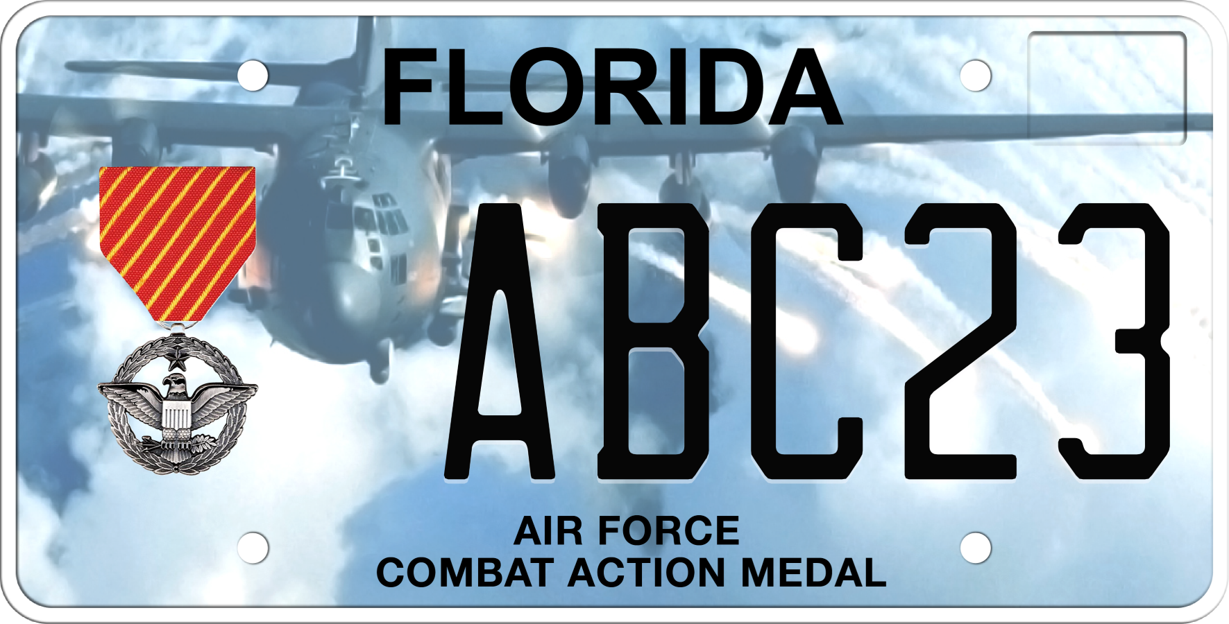 Florida License Plate - Air Force Combat Action Medal