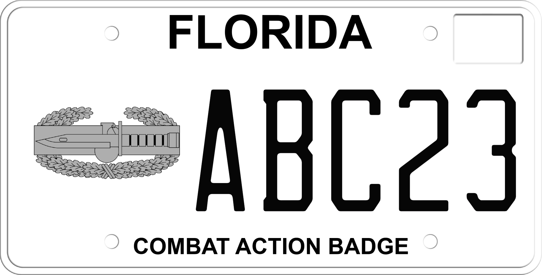 Florida License Plate - Combat Action Badge