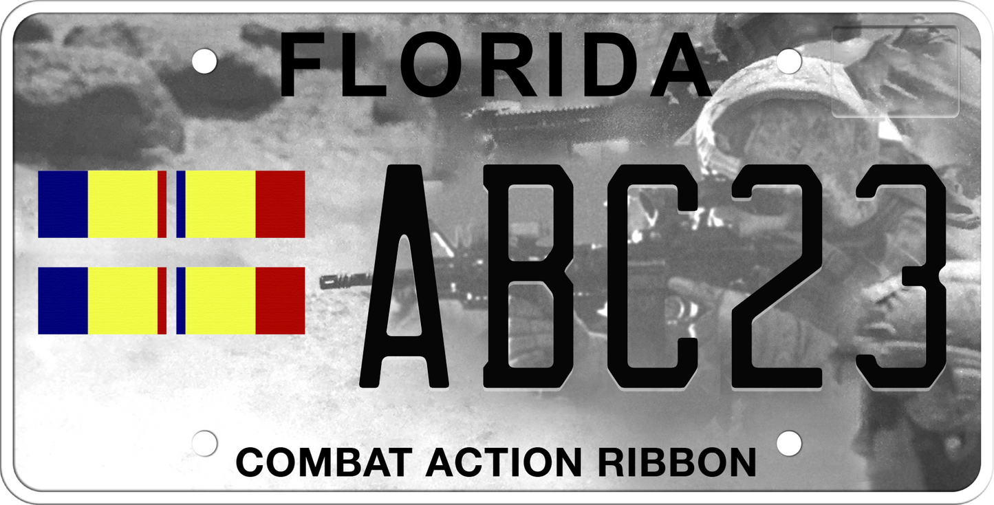 Florida License Plate - Combat Action Ribbon