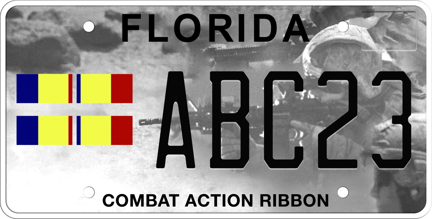 Florida License Plate - Combat Action Ribbon