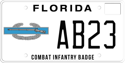 Florida License Plate - Combat Infantry Badge