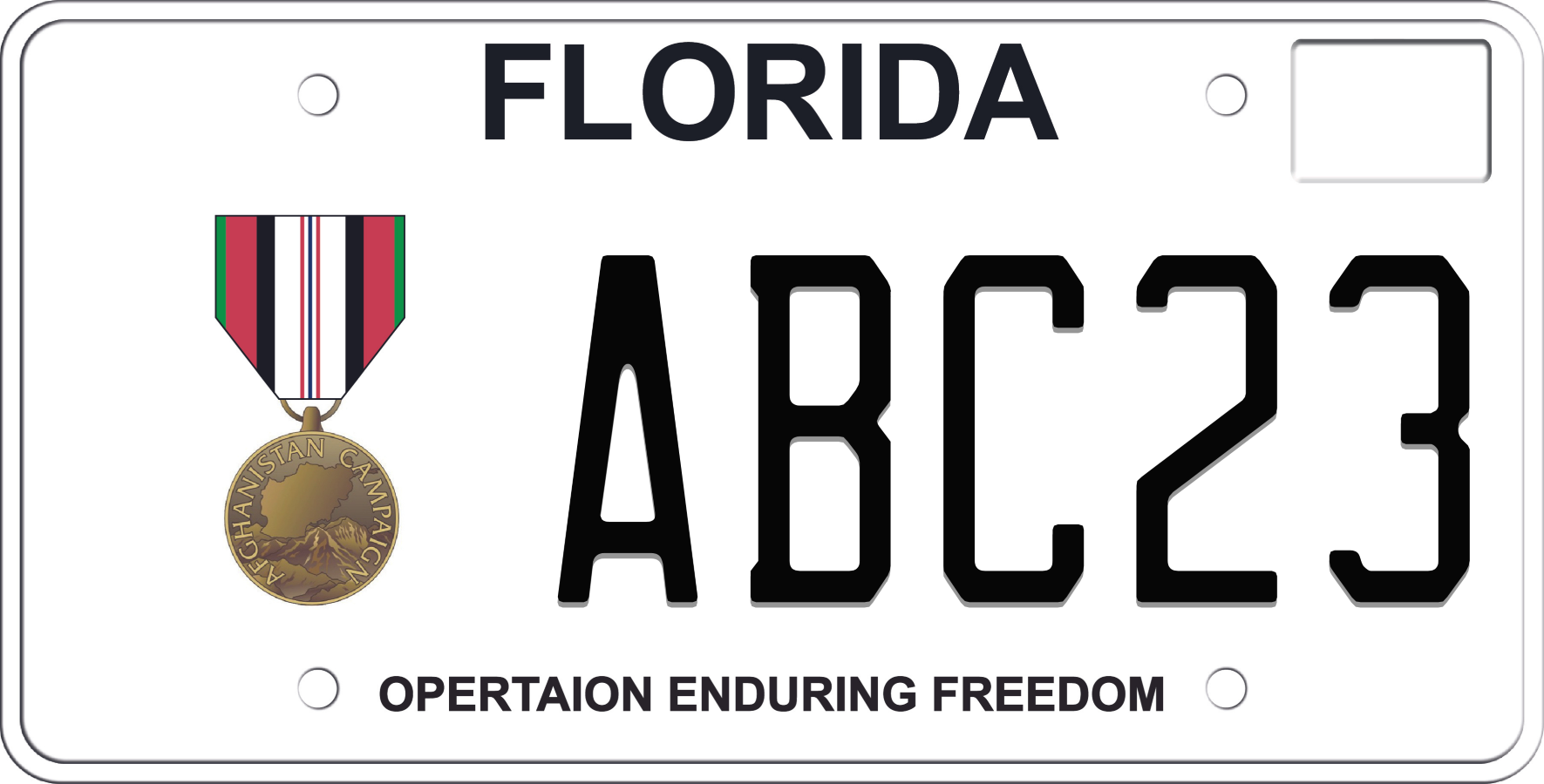 Florida License Plate - Operation Enduring Freedom