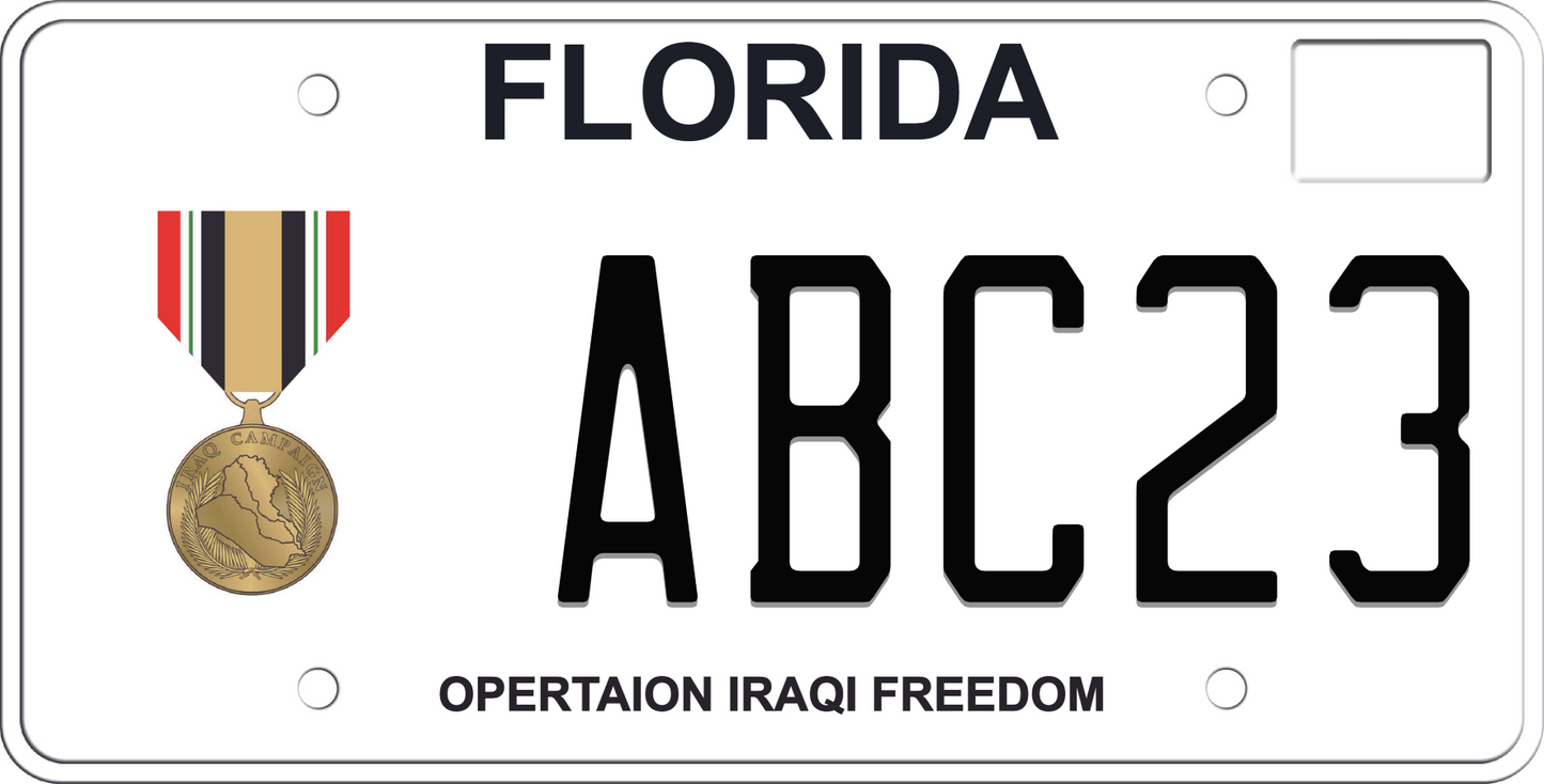 Florida License Plate - Operation Iraqi Freedom