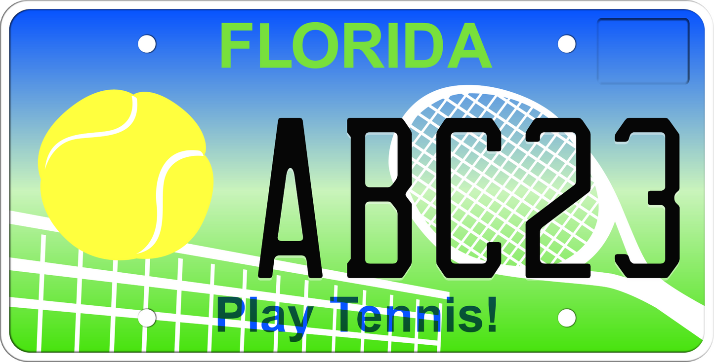 Florida License Plate - Play Tennis