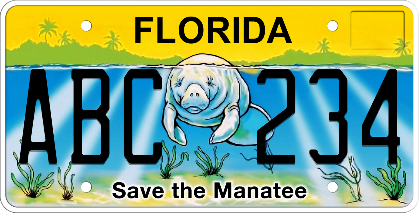 Florida License Plate - Save the Manatee