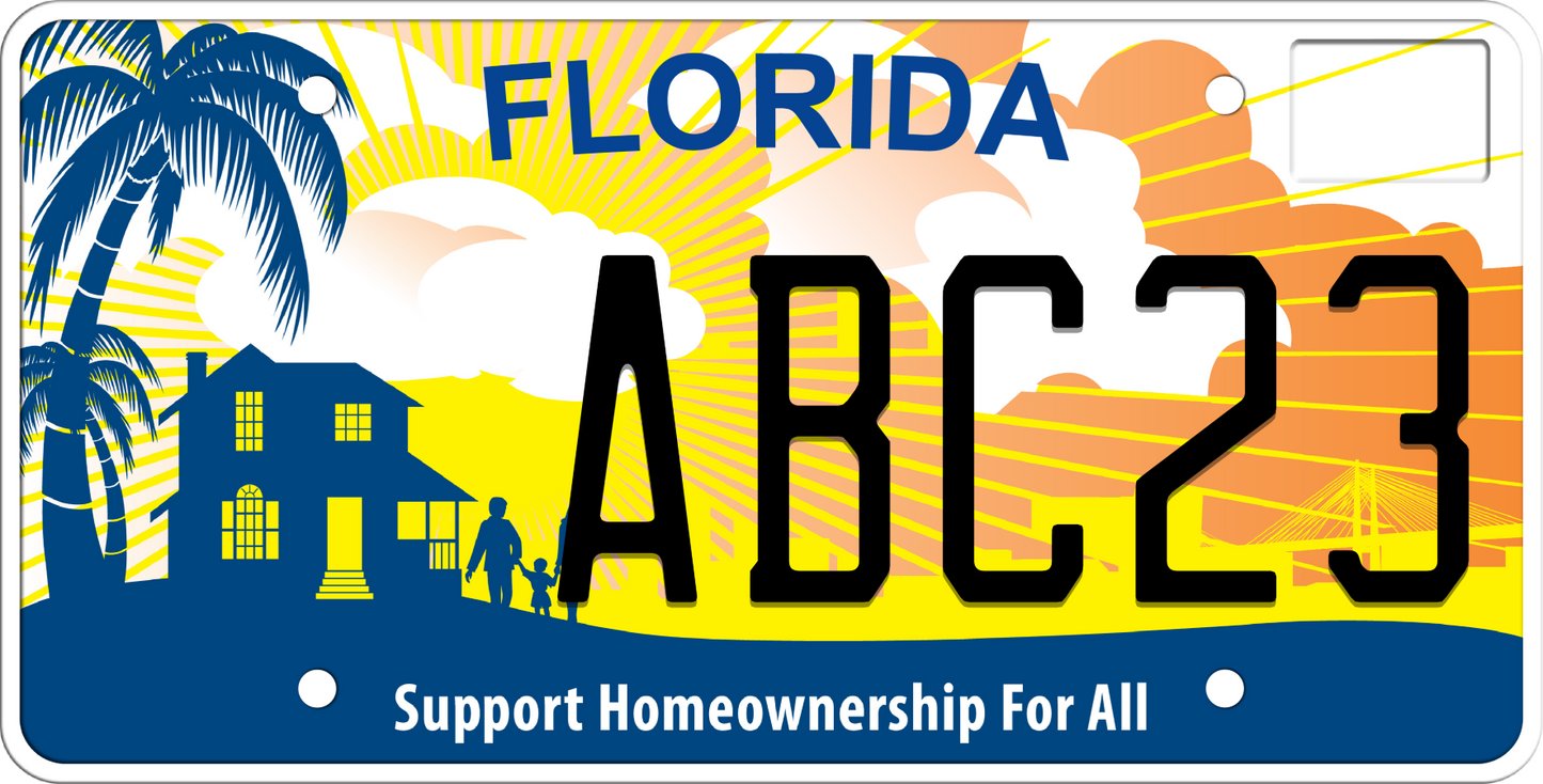 Florida License Plate - Support Homeownership For All