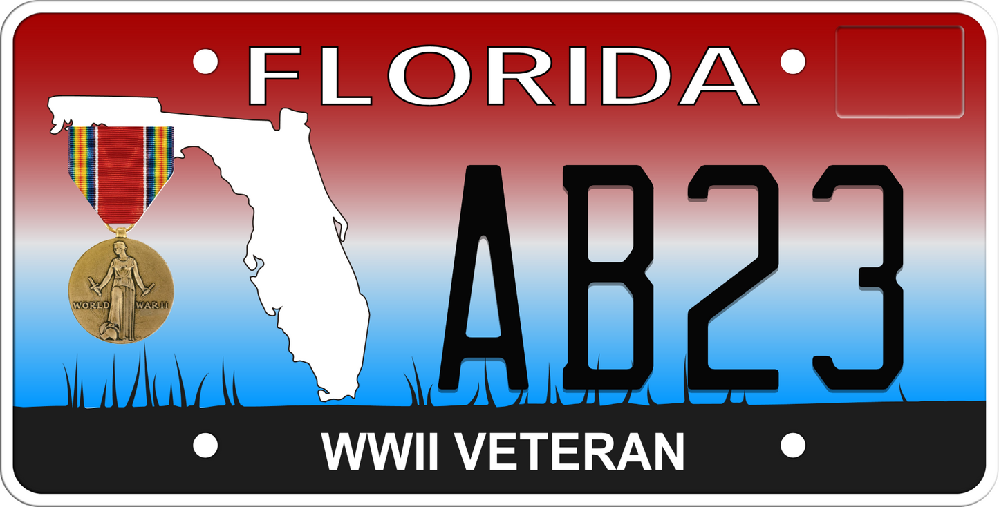 Florida License Plate - World War II Veteran