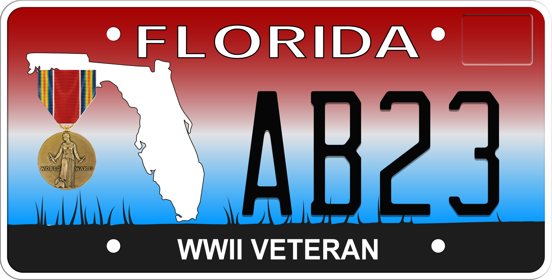 Florida License Plate - World War II Veteran