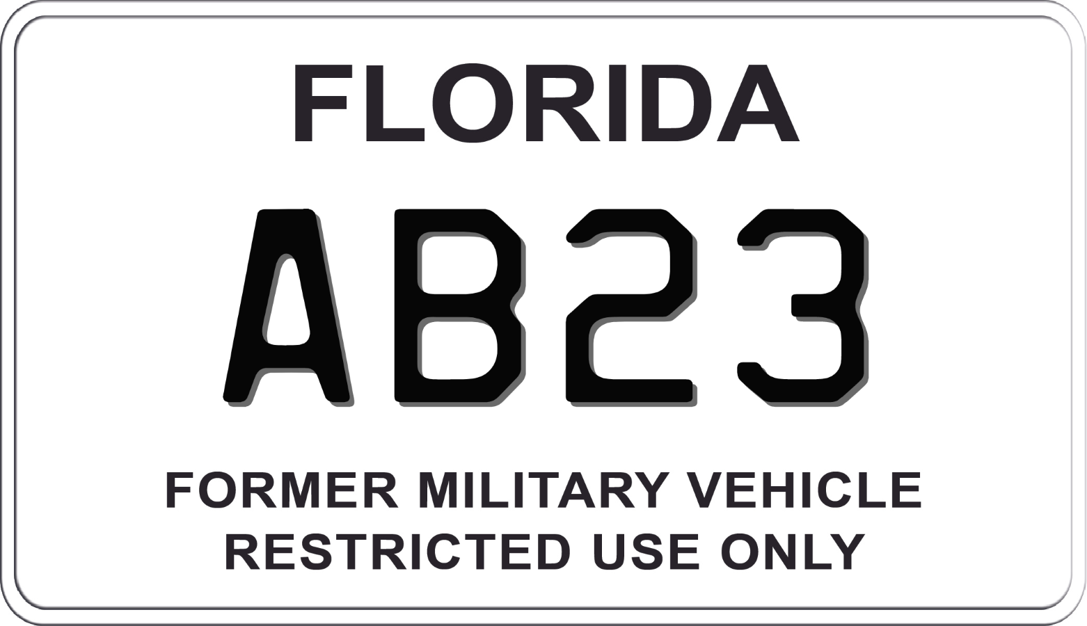 Florida Motorcycle License Plate - Former Military Vehicle