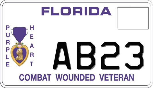 Florida Motorcycle License Plate - Purple Heart