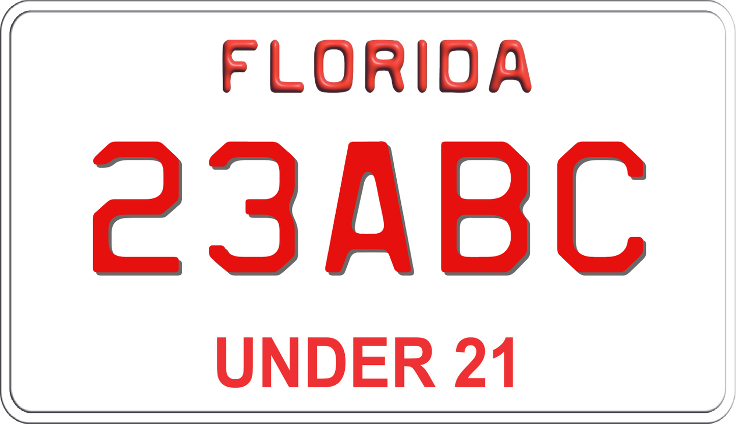 Florida Motorcycle License Plate - Under 21