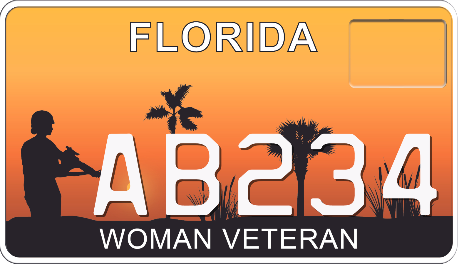 Florida Motorcycle License Plate - Woman Veteran